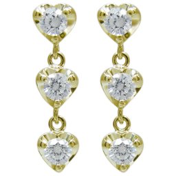 ハートピアス ダイヤモンド 揺れる トリロジーピアス 10金