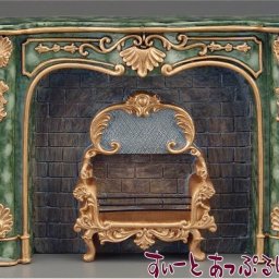 ミニチュア ロイターポーセリン グリーンマーブル暖炉 RP1859-0 ミニチュアハウス ドールハウス 用