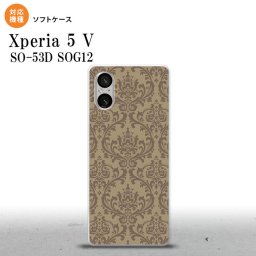 Xperia 5V Xperia 5V スマホケース 背面ケースソフトケース ダマスク A ベージュ 茶 2023年 10月発売 nk-xp55-tp460