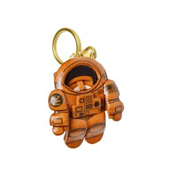 【手描き名入れ無料】本革製国内ハンドメイド　宇宙飛行士　キーホルダー【VANCA革物語】