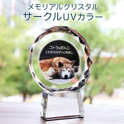 ペット オリジナルグッズ メモリアル クリスタル サークル UVカラー 愛犬 名入れ 写真 グッズ
