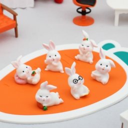 動物フィギュア ヨーガうさぎ6体と大サイズマット1枚 コケリウム テラリウムフィギュア ミニチュア 動物 テラリウム 箱庭 テラリウム ハンドメイド スノードーム 苔テラリウム 苔盆栽 箱庭 かわいい
