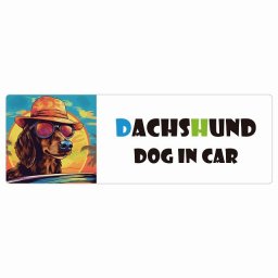 Dachshund ダックスフント 犬 カーステッカー DOG IN CAR 海 麦わら帽子 サングラス 夏 15x5cm 長方形 防水 屋外 屋内 車ステッカー ステッカー 車 かっこいい おしゃれ かわいい バイク サインステッカー カーサイン