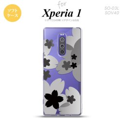 SO-03L SOV40 901SO Xperia 1 スマホケース ソフト カバー 花柄 サクラ A 黒 nk-xp1-tp051