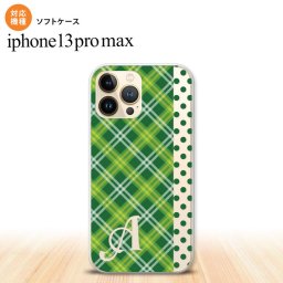 iPhone13ProMax iPhone13 Pro Max ケース ソフトケース タータン ドット 緑 +アルファベット iPhone13 プロ マックス 6.7インチ おしゃれ かわいい メンズ レディース キッズ デザインたくさん nk-i13pm-tp1533i