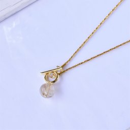 【天然石ギフト】 一点物［トレンドのマンテルネックレス］虹色プラチナルチル一粒 金属アレルギーに対応 サージカルステンレス 天然石 ブレスレット 特別な 誕生日プレゼント 天然石好きへ 無料ラッピング