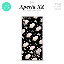 【SO01J】【スマホケース/スマホカバー】【エクスペリア XZ 】SO01J スマホケース XPERIA XZ ケース エクスペリア XZ  イニシャル 花柄・バラ（G） 黒 nk-so01j-257ini【メール便送料無料】
