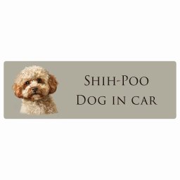 名入れ可 ドッグ カーステッカー イラスト付 Dog in Car シープー Aタイプ セーフティサイン 犬種別 長方形 20x6.7cm シール リア あおり運転対策 Dog Sticker 屋外 屋内 防水 安全対策 カーサイン