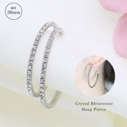 ラインストーン フープ 30mm フープピアス 30mm アクセサリー おしゃれ 贈り物 プレゼント 誕生日 ギフト きらきら 高品質 かわいい 大人っぽい