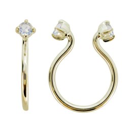 イヤーカフ レディース フープ イヤリング おしゃれ 18k ノンホールピアス ロイヤルブルームーンストーン リバーシブル ピンクゴールド 母の日 2024