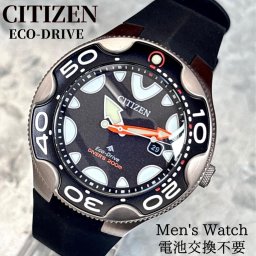 【送料無料】 CITIZEN 腕時計 シチズン プロマスター オルカ 光発電 エコ・ドライブ 電池交換不要 200m潜水用 メンズ ブラック シャチ【ラッピング可】メンズ腕時計  エコドライブ ソーラー 人気 ブランド おしゃれ 防水 黒 ブラック ウォッチ watch for men 父の日 男性 プレゼント 彼氏 旦那 夫 誕生日 お祝い かっこいい 日本未発売 結婚記念日 ラバーバンド