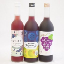ぶどうを使った果物酒3本セット(中埜酒造 ぶどうのお酒7度(愛知県) 奥の松 なつはぜふるーてぃ6度(福島県) 中野BC 紀州の梅酒とブルーベリー12度(和歌山県)) 720ml×2本 500ml×1本