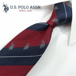 ユーエスポロ ネクタイ U.S. Polo Assn. PL27 レッド/グレー  幅8cm シルク ユーエスポロアッスンネクタイ・ブランドネクタイ・ネクタイブランド・ブランドギフト 【ギフト・バースデー・入社祝い】【プレゼント・バレンタイン・父の日】