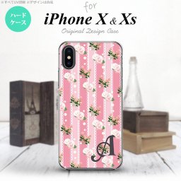 【iPhoneX】【スマホケース/スマホカバー】【アイフォンX】iPhoneX スマホケース ケース アイフォンX イニシャル レース・バラ（B） ピンク nk-ipx-269ini【メール便送料無料】