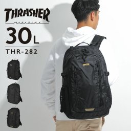 リュックサック バックパック 黒リュック THRASHER スラッシャー Back Pack 30L  スポーツ スケーター ストリート ワンポイントブラック かっこいい  シンプル 軽い 軽量 大容量 大きめ 大きい 旅行 国内旅行 リュック 鞄 バッグ ワンポイント