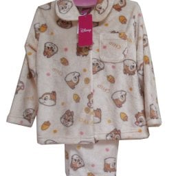 あったか モコモコ フリース素材 パジャマ 子供が喜ぶ プレゼント 女の子 パジャマ かわいい 【チップ＆デール】 【冬】 ベージュ・クリーム 100・110・120・130 フランネルフリース ポリエステル100% キッズ Girl 子供 【中国製】ディズニー Disney あったか もこもこ 上下セットアップ 長袖