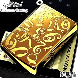 ZIPPO ライター ナンバーダイヤル ジッポ 絶版品 ゴールド チタンコーティング 数字 彫刻 廃盤 金 かっこいい シンプル おしゃれ メンズ プレゼント ギフト