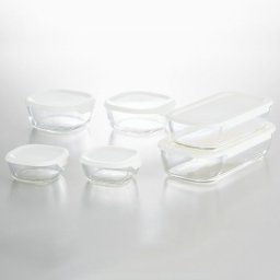 【ギフト対応無料】ハリオ 耐熱ガラス製保存容器6点セット (KSTL-5004-OW) ※送料無料(北海道・沖縄は除く)