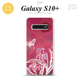 SC-04L SCV42 Galaxy S10+ スマホケース ソフトケース 蝶と花 ピンク メンズ レディース nk-s10p-tp1542