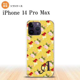 iPhone14 ProMax iPhone14 Pro Max スマホケース 背面ケースソフトケース 花柄 バラ リボン 黄 +アルファベット 2022年 9月発売 nk-i14pm-tp263i