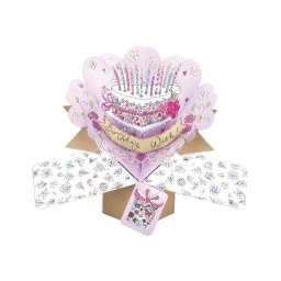 セカンドネイチャー SECOND NATURE ポップアップカード バースディ ウィッシュ ケーキ ホワイト 白 ライトパープル 紫 ピンク バースデーカード 誕生日 おもしろバースデーカード お洒落なバースデーカード かっこいい 30歳 3歳 メッセージ入り 絵葉書 グリーティングカード