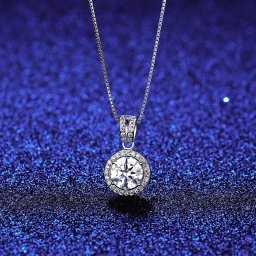 ネックレス モアサナイト ホワイト シルバー925 シルバー 人気 ベネチアンチェーン 引き輪 1ct 4本爪 ヘイロー 揺れる ゆれる エレガント おしゃれ msn032