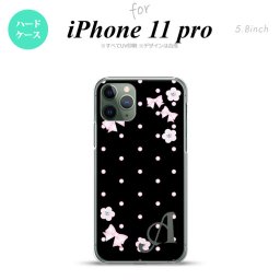 iPhone11Pro iPhone11 Pro スマホケース ハードケース 花柄 ドット リボン 黒 +アルファベット メンズ レディース nk-i11p-352i