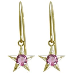 星ピアス スターピアス ピンクトルマリン 10金 フックピアス