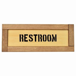 レストルーム Restroom 木枠付き 木製プレート Eタイプ サインプレート ドアプレート 長方形 おしゃれ かっこいい かわいい シンプル ナチュラル ブラウン トイレ 貼付タイプ 北欧風 レストラン 個人用 自宅 インテリア コーデ 商業施設 企業用 カフェ
