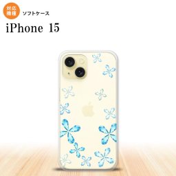 iPhone15 iPhone15 スマホケース 背面ケースソフトケース 花柄 カット 水色 2023年 9月発売 nk-i15-tp805