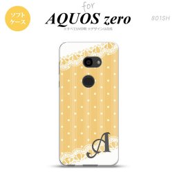AQUOS zero アクオス ゼロ 801SH スマホケース カバー ソフトケース ドット・レースB 黄 イニシャル 対応 nk-801sh-tp1613i[スマホ,スマホケース,スマホカバー,ケース,カバー,ジャケット]