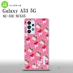SC-53C SCG015 Galaxy A53 5G スマホケース 背面ケース ハードケース 花柄 バラ リボン ピンク ビビット +アルファベット メンズ レディース nk-a53-262i