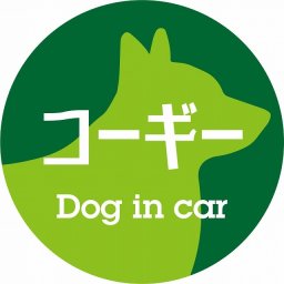 Dog in car ドッグインカー ステッカー カーステッカー コーギー レトロ書体 グリーン シール 煽り運転対策 カーサイン