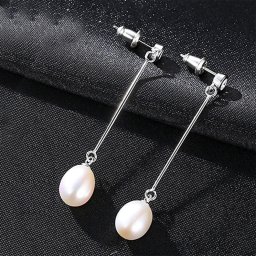 ピアス 両耳用 キュービックジルコニア 淡水パール シルバー925 ホワイト ピンク パープル シルバー スタッド 中粒 揺れる ゆれる ロング 上品 大人 pe0009