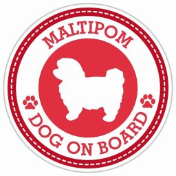セーフティサイン ステッカー Dog on board MALTIPOM ポメマル レッド 直径13cm あおり運転 対策 カーステッカー 煽り運転対策 自動車用 屋外 屋内 防水 かわいい おしゃれ 安全対策 カーサイン 肉球マーク