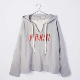 マルニ MARNI FLJE0129PY USCU55 パーカー メンズ トップス 長袖 プルオーバー スウェット インレイ レタリング ロゴ 裏起毛 カジュアル シンプル コットン オーバーサイズ 綿 プレゼント ギフト グレー 36 38 40