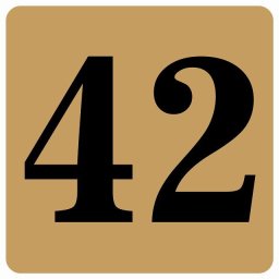 番号シール ナンバー シール 27x27cm ライトブラウン 数字 42 案内板 野球 スポーツ 道具 イベント会場 会議室 部屋番号 店舗 レストラン 飲食店 ショップ ストア 席番号 テーブル