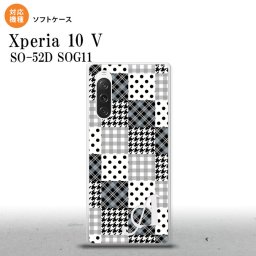 Xperia10V Xperia10V スマホケース 背面ケースソフトケース パッチワーク 黒 +アルファベット 2023年 7月発売 nk-xp105-tp1063i