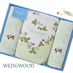 ウェッジウッド バスタオル1枚 フェイスタオル2枚セット グリーン WEDGWOOD 箱入りギフト タオルセット 天然素材 綿100％ 〈WW4660/TT84505656〉 r8a