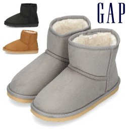 GAP ギャップ ムートンブーツ キッズ 子ども 撥水 ボア 暖かい ブラック 黒 ブラウン グレー GPK32361 ショートブーツ 靴 秋 冬