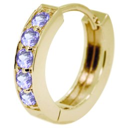 ピアス メンズ 18k フープピアス タンザナイト 片耳 中折れ ゴールド 12月誕生石 父の日 2024