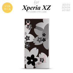 【SO01J】【スマホケース/スマホカバー】【エクスペリア XZ 】SO01J スマホケース XPERIA XZ ケース エクスペリア XZ  イニシャル 花柄・サクラ 黒 nk-so01j-tp061ini【メール便送料無料】