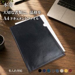 名入れ ドキュメントファイル A4サイズ クリアホルダーカバー ビジネス レザーファイル 本革 牛革 中身が見えない 革小物 ギフト プレゼント ラッピング