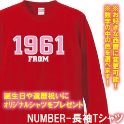 【西暦変更可】ナンバー FROM 長袖 アメカジ風 Tシャツ ロンT ■オリジナル シャツ おしゃれ かっこいい ギフト 誕生日 出産祝い 父の日 母の日 還暦 敬老の日