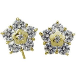 ダイヤモンド ピアス 花 フラワー ピアス 1.0ct キャッチ不要 フックピアス 10金