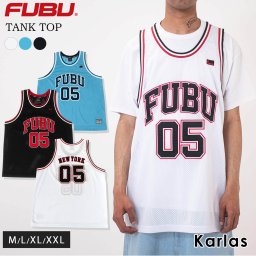FUBU フブ タンクトップ メンズ レディース ノースリーブ トップス ブランド 春 夏 メッシュ サテン ワッペン 刺繍 2023ss 敬老の日 プレゼント ギフト