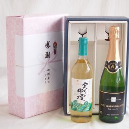 実りの秋の贈り物 感謝の贈り物ボックス 山梨県産デラウェア種辛口白ワインと国産ワインセット(塩尻ナイアガラスパークリング白ワインやや甘口(長野県)720mlシャンモリ実りの収穫辛口白ワイン9度 720ml