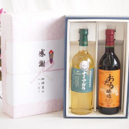 実りの秋の贈り物 感謝の贈り物ボックス 長野県産葡萄ナイアガラ種使用ワインと国産ワイン2本セット(おたる醸造 赤ワイン 甘口(北海道)720mlシャンモリナイアガラやや甘口白ワイン(山梨県)720ml