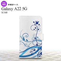SC-56B Galaxy A22 手帳型スマホケース カバー 草 ボタニカル 青  nk-004s-a22-dr1624
