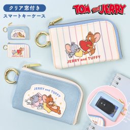 キーケース トムとジェリー スマートキーケース ジェリー タフィー かわいい 窓付き レディース キャラクター トムジェリ リモコンキーケース 鍵入れ カギケース カードケース ICカード 大人 女性 高校生 ブルー ラメ カラビナ おしゃれ カー用品 小物入れ 免許証 駐車券